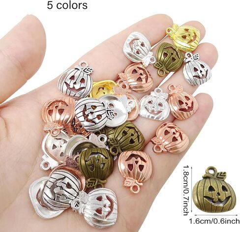 HONBAY 50PCS سحر سحر السقوط عتيقة قلادة الخريف قلادة القرع شكر الشكر سحر حبة الهالوين لأساور الأقراط القلادات مفاتيح: مصنوعة المجوهرات - 5 ألوان in Kuwait