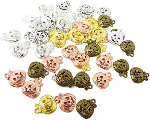 HONBAY 50PCS سحر سحر السقوط عتيقة قلادة الخريف قلادة القرع شكر الشكر سحر حبة الهالوين لأساور الأقراط القلادات مفاتيح: مصنوعة المجوهرات - 5 ألوان in Kuwait