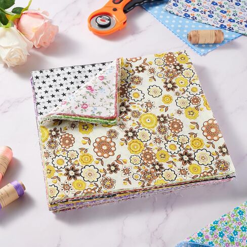 100pcs المربعات النسيج القطن - حزم القماش 9.8 "× 9.8" للخياطة والحرف اليدوية ، وميصلات القطن بنسبة 100 ٪ لمشاريع DIY ، وألوان متعددة in Kuwait