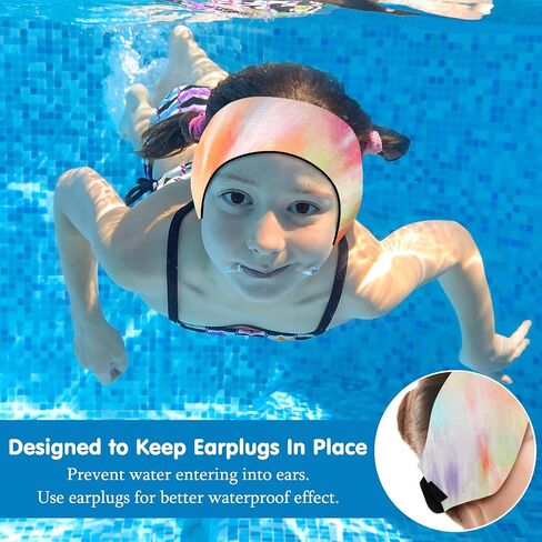 عصابة رأس للسباحة من HeySplash، سدادات أذن للسباحة، سدادات أذن للسباح، سدادات أذن للأطفال، واقي أذن مرن من النيوبرين وواقي للشعر للأطفال والصغار، يحافظ على الماء خارجًا ويمسك سدادات الأذن بالداخل in Kuwait