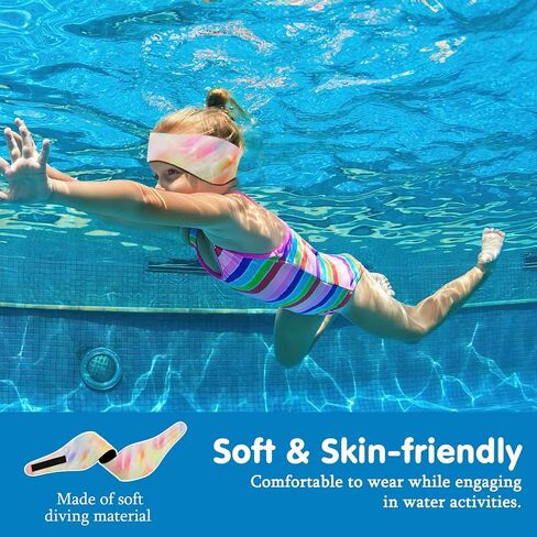 عصابة رأس للسباحة من HeySplash، سدادات أذن للسباحة، سدادات أذن للسباح، سدادات أذن للأطفال، واقي أذن مرن من النيوبرين وواقي للشعر للأطفال والصغار، يحافظ على الماء خارجًا ويمسك سدادات الأذن بالداخل in Kuwait