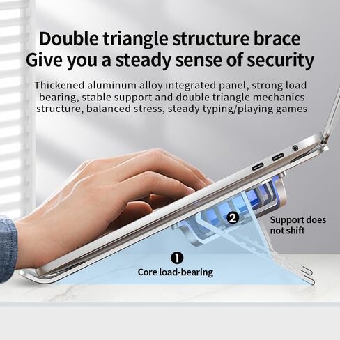 حامل كمبيوتر محمول Mayten مع مراوح تبريد، حامل تبريد للكمبيوتر المحمول قابل للطي والمحمول، مبرد كمبيوتر محمول مع مراوح منخفضة الضوضاء يدعم كمبيوتر محمول يصل إلى 17.3 بوصة - فضي in Kuwait