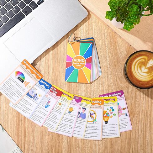 24 PCS ADHD مهارات مهارات المهارات ADHD ADHD البطاقات التعليمية مع حلقات الموثق أدوات علاج وقت التنظيم العاطفي للبالغين المراهقين in Saudi Arabia