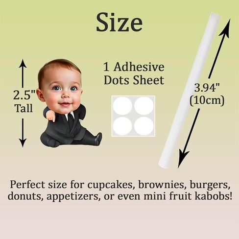 50pcScustom Face Cupcake Topcake Cutout | 2.5 "دش الطفل ديكور حفلة عيد ميلاد شخصية متعة الوجه صورة الحلوى القابلة للتخصيص اختيارات علاج أكثر زخارف الطعام (50) in Kuwait