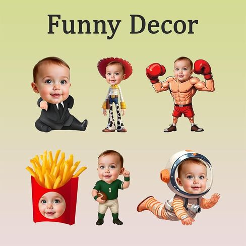 50pcScustom Face Cupcake Topcake Cutout | 2.5 "دش الطفل ديكور حفلة عيد ميلاد شخصية متعة الوجه صورة الحلوى القابلة للتخصيص اختيارات علاج أكثر زخارف الطعام (50) in Kuwait