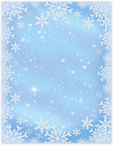 AnyDesign 60 Sheets Christmas Letterhead Paper Winter Blue White Snowflake Writing Letter Paper Notes for Greeting Printing Invitation, 8.5 x 11 Inch, Single-Sided in Saudi Arabia