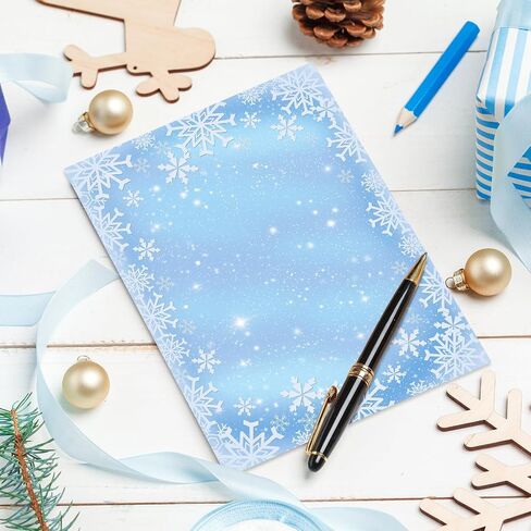 AnyDesign 60 Sheets Christmas Letterhead Paper Winter Blue White Snowflake Writing Letter Paper Notes for Greeting Printing Invitation, 8.5 x 11 Inch, Single-Sided in Saudi Arabia