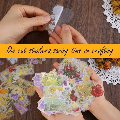 120pcs ملصقات رقائق الذهب للاصطدامات ، مستلزمات مجلة الزهور الزهرية للازدادات لدعوة الزفاف ملصقات بطاقة بريدية. in Saudi Arabia