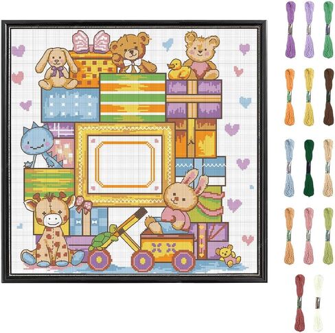 FreeBloss Cross Stitch Wall Hanging Kit Diy تطريز كروس غرز مجموعات غرز المطبوعة مسبقًا مع تعليمات للمبتدئين كروس ديكور سجل الولادة هدية in Saudi Arabia