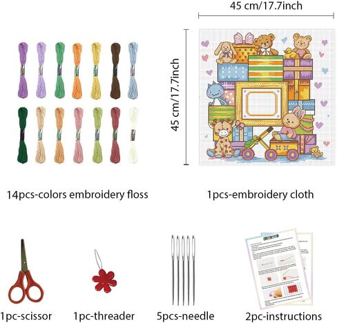 FreeBloss Cross Stitch Wall Hanging Kit Diy تطريز كروس غرز مجموعات غرز المطبوعة مسبقًا مع تعليمات للمبتدئين كروس ديكور سجل الولادة هدية in Saudi Arabia