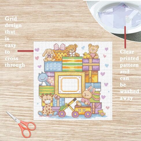FreeBloss Cross Stitch Wall Hanging Kit Diy تطريز كروس غرز مجموعات غرز المطبوعة مسبقًا مع تعليمات للمبتدئين كروس ديكور سجل الولادة هدية in Saudi Arabia