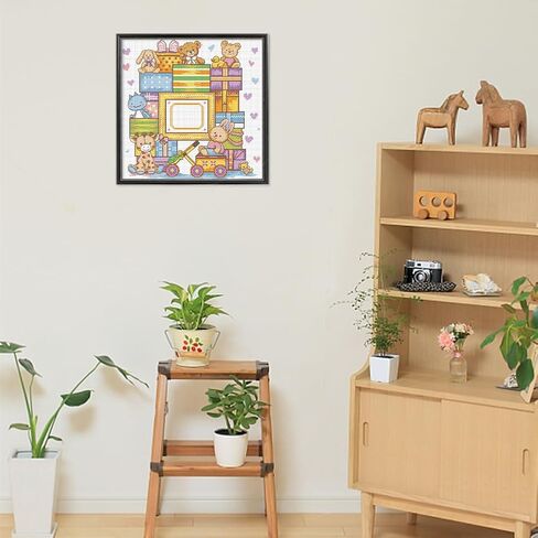FreeBloss Cross Stitch Wall Hanging Kit Diy تطريز كروس غرز مجموعات غرز المطبوعة مسبقًا مع تعليمات للمبتدئين كروس ديكور سجل الولادة هدية in Saudi Arabia