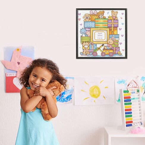 FreeBloss Cross Stitch Wall Hanging Kit Diy تطريز كروس غرز مجموعات غرز المطبوعة مسبقًا مع تعليمات للمبتدئين كروس ديكور سجل الولادة هدية in Saudi Arabia