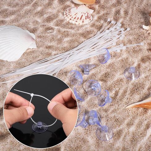 15 PCS Aquarium Deaction Cups with 30pcs zip ties ties scanctions cup cup shript tank cuction cuction mini cuctions for aquarium fish sank in Kuwait
