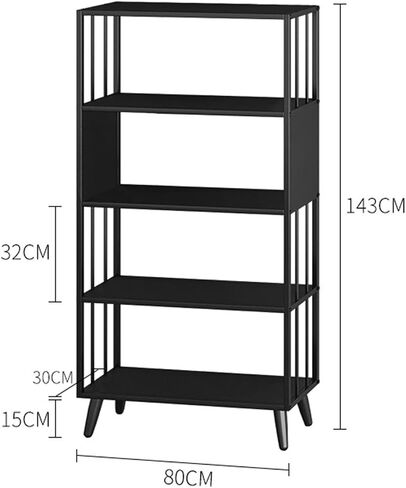Bookcase Simple Iron Bookshelf Storage Rack Floor-to-Ceiling Multi-Layer Storage Storage Shelf Office Bookcase in Living Room and Bedroom Modern(80cm) in Saudi Arabia