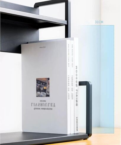 خزانة المكتب المكتب على سطح المكتبة المعدنية المكتب المكتب المكتب الكتب على رفوف تخزين رفوف رفوف لوكالة لوازم المكتبية ، ديكور منزلي 3 مستويات أسود (L40*D22*H61CM) in Saudi Arabia