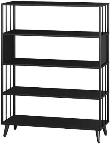 Bookcase Simple Iron Bookshelf Storage Rack Floor-to-Ceiling Multi-Layer Storage Storage Shelf Office Bookcase in Living Room and Bedroom Modern(80cm) in Saudi Arabia