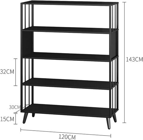 Bookcase Simple Iron Bookshelf Storage Rack Floor-to-Ceiling Multi-Layer Storage Storage Shelf Office Bookcase in Living Room and Bedroom Modern(80cm) in Saudi Arabia
