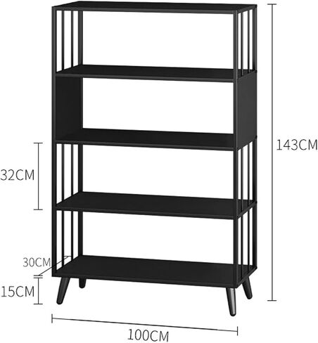 Bookcase Simple Iron Bookshelf Storage Rack Floor-to-Ceiling Multi-Layer Storage Storage Shelf Office Bookcase in Living Room and Bedroom Modern(80cm) in Saudi Arabia