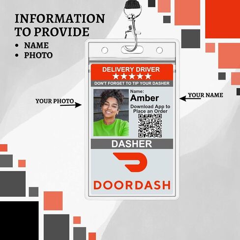 11thHouseGraphics Custom ID Badge Compatible with Doordash | Includes Lanyard or Clip | Delivery Driver Identification Card – Design 001 in Saudi Arabia