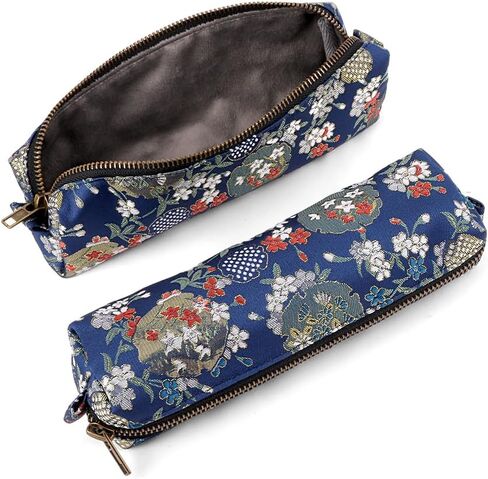 iSuperb Vintage Pencil Case Embroidery Pen Pouch Zipper Pencil Bag Women Makeup Bag for Office Organizer Storage Bag (Dark Blue) in Saudi Arabia