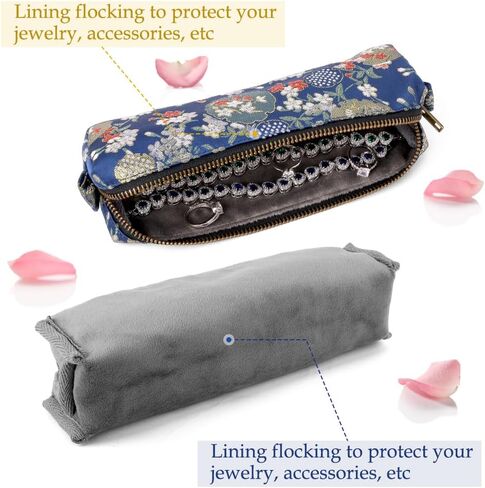 iSuperb Vintage Pencil Case Embroidery Pen Pouch Zipper Pencil Bag Women Makeup Bag for Office Organizer Storage Bag (Dark Blue) in Saudi Arabia