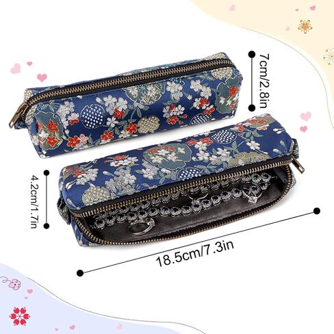 iSuperb Vintage Pencil Case Embroidery Pen Pouch Zipper Pencil Bag Women Makeup Bag for Office Organizer Storage Bag (Dark Blue) in Saudi Arabia