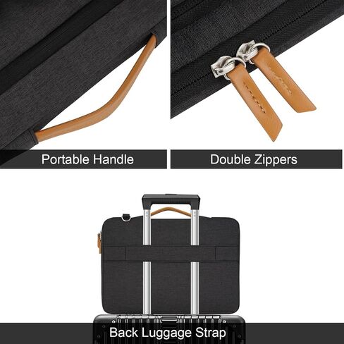 MOSISO 360 Protective Laptop Shoulder Bag, 15-15.6 inch Computer Bags Compatible with MacBook Pro 16, HP, Dell, Lenovo, Asus Notebook, Side Open Messenger Bag with 4 Accessory Pockets & Belt, Black in Saudi Arabia