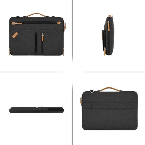 MOSISO 360 Protective Laptop Shoulder Bag, 15-15.6 inch Computer Bags Compatible with MacBook Pro 16, HP, Dell, Lenovo, Asus Notebook, Side Open Messenger Bag with 4 Accessory Pockets & Belt, Black in Saudi Arabia