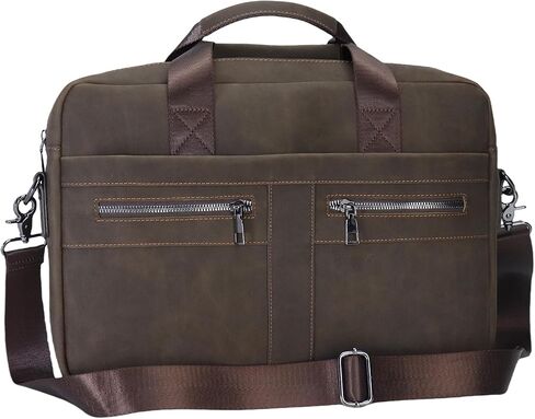 14" Roomy/15.6" Compact Laptop Messenger Bag for Men, Vintage Faux Leather Briefcase - Crossbody Business Travel Satchel in Saudi Arabia