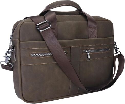 14" Roomy/15.6" Compact Laptop Messenger Bag for Men, Vintage Faux Leather Briefcase - Crossbody Business Travel Satchel in Saudi Arabia
