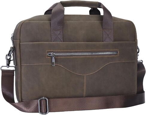 14" Roomy/15.6" Compact Laptop Messenger Bag for Men, Vintage Faux Leather Briefcase - Crossbody Business Travel Satchel in Saudi Arabia