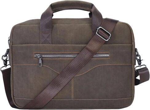 14" Roomy/15.6" Compact Laptop Messenger Bag for Men, Vintage Faux Leather Briefcase - Crossbody Business Travel Satchel in Saudi Arabia