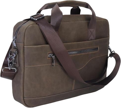 14" Roomy/15.6" Compact Laptop Messenger Bag for Men, Vintage Faux Leather Briefcase - Crossbody Business Travel Satchel in Saudi Arabia