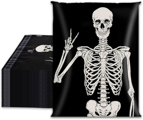 100Pcs Halloween Poly Mailers 10 x 13 Inch Smiling Skeleton Packaging Bags Self Seal Mailing Envelope Bags for Small Business Clothing Packing Moving in Saudi Arabia