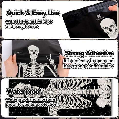 100Pcs Halloween Poly Mailers 10 x 13 Inch Smiling Skeleton Packaging Bags Self Seal Mailing Envelope Bags for Small Business Clothing Packing Moving in Saudi Arabia
