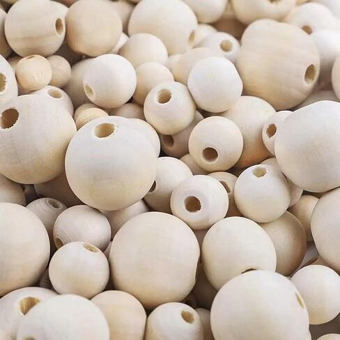 100pcs 1 بوصة حبات الخشب الطبيعية غير المكتملة من الخرز الخشبي الفضفاضة الخشبية للخرز لزخارف صنع الحرف والحرف اليدوية (25 ملم) in Kuwait
