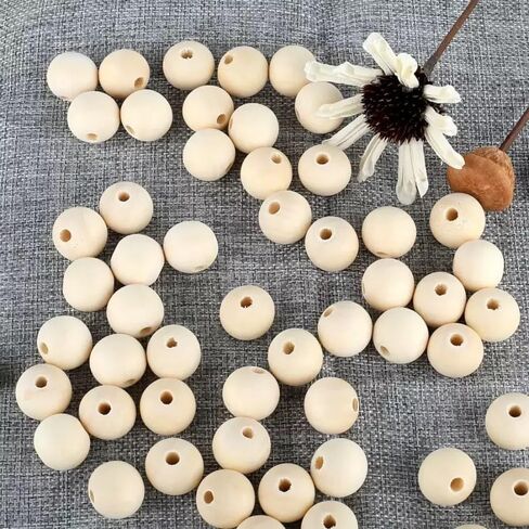 100pcs 1 بوصة حبات الخشب الطبيعية غير المكتملة من الخرز الخشبي الفضفاضة الخشبية للخرز لزخارف صنع الحرف والحرف اليدوية (25 ملم) in Kuwait