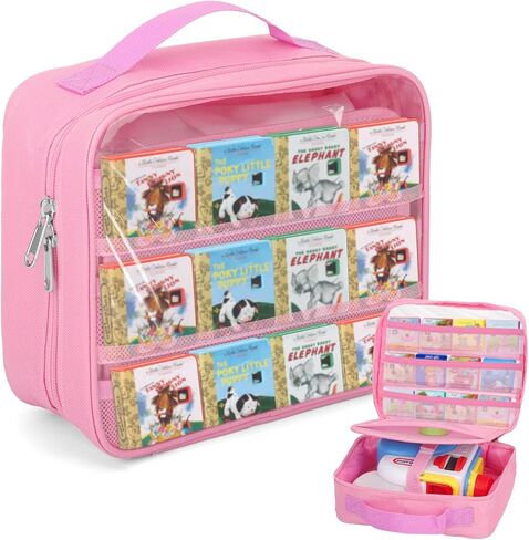 حمل حالة متوافقة مع Little Tikes Story Dream Machine Books ، و Kids Toys Case for Little Tikes Story Dream Machine Set ، حقيبة تخزين محمولة مع مقبض - وردي in Kuwait