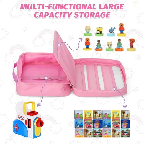 حمل حالة متوافقة مع Little Tikes Story Dream Machine Books ، و Kids Toys Case for Little Tikes Story Dream Machine Set ، حقيبة تخزين محمولة مع مقبض - وردي in Kuwait
