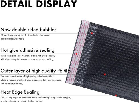 Poly Bubble Mailers 4x7", Self Seal Adhesive Flap 1.57", Black Padded Envelopes, 120 pcs per boxes in Saudi Arabia