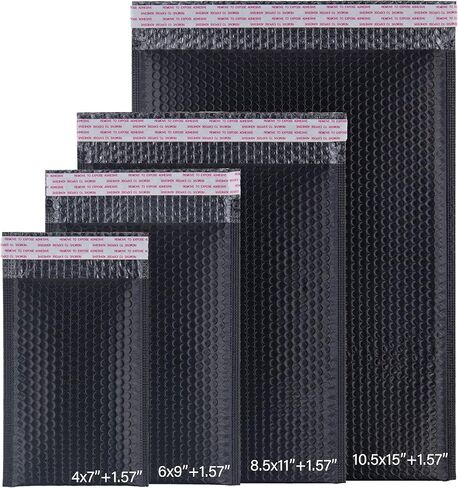 Poly Bubble Mailers 4x7", Self Seal Adhesive Flap 1.57", Black Padded Envelopes, 120 pcs per boxes in Saudi Arabia