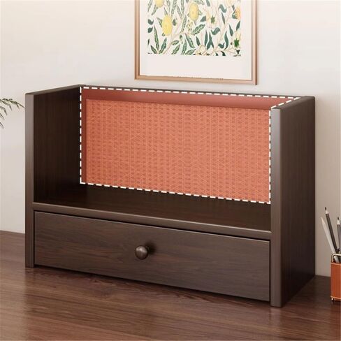 Bookcase Wooden Desktop File Organizer, with Single Drawer Storage Rack, Multi Purpose Stackable Organiser, for Home School Office Modern(L40xW20xH28.5 cm) in Saudi Arabia