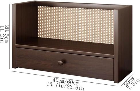 Bookcase Wooden Desktop File Organizer, with Single Drawer Storage Rack, Multi Purpose Stackable Organiser, for Home School Office Modern(L40xW20xH28.5 cm) in Saudi Arabia