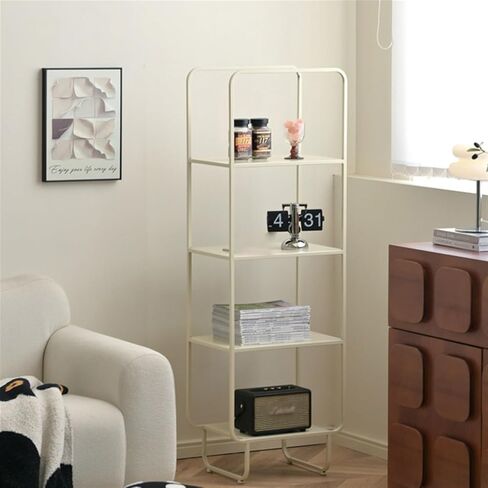 Bookcase Iron Bookshelf Integrated Floor-to-Ceiling Storage Rack Small Bookcase Corner Stand Wall Narrow Cabinet Corner Shelf Modern(White) in Saudi Arabia