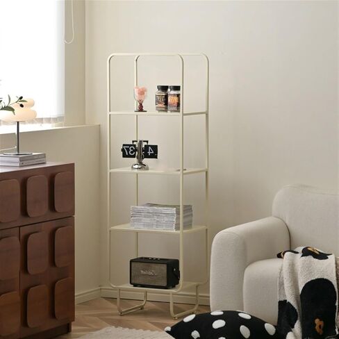 Bookcase Iron Bookshelf Integrated Floor-to-Ceiling Storage Rack Small Bookcase Corner Stand Wall Narrow Cabinet Corner Shelf Modern(White) in Saudi Arabia