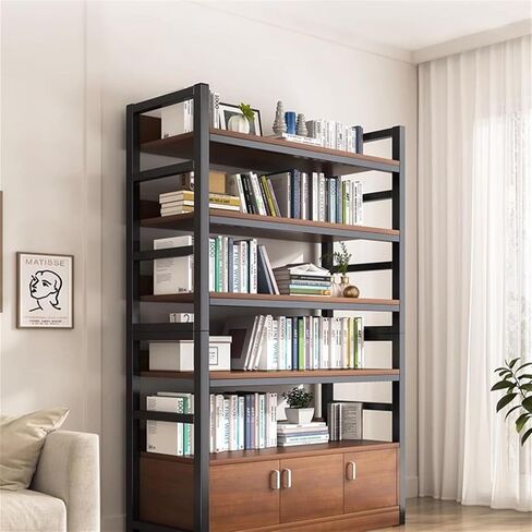 Bookcase Bookshelf Rack Floor-Standing Steel-Wood Multi-Layer Home Bookcase Storage Cabinet Storage Cabinet Library Shelf Display Rack Modern(120cm) in Saudi Arabia