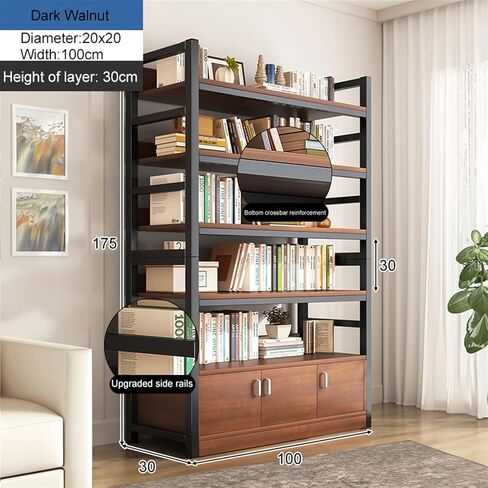 Bookcase Bookshelf Rack Floor-Standing Steel-Wood Multi-Layer Home Bookcase Storage Cabinet Storage Cabinet Library Shelf Display Rack Modern(120cm) in Saudi Arabia