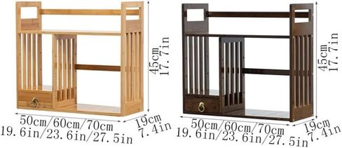 Bookcase Bamboo Desk File Organizer with Drawer, 2 Tier Desk Organizers and Accessories, Open Stackable Storage Rack, for School Home Office Supplies Modern(Original Colours,L60xW19xH45 cm) in Saudi Arabia