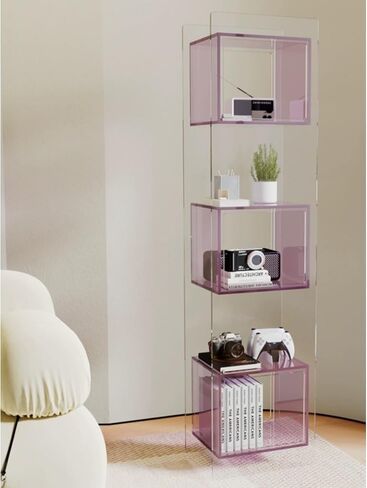 Bookcase Simple Acrylic Bookshelf, Multi-Layer Shelving, Floor-to-Wall Storage Display Cabinet, Small Bookcase in Living Room Modern(Blue) in Saudi Arabia